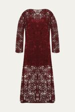 Vestido Mangas Rosa Blanca Linnen - VINHO 3