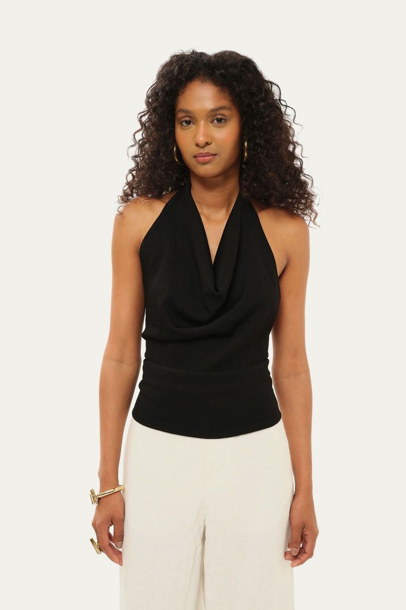 Blusa Alexandra Frente  nica Tricot Egrey - PRETO 0