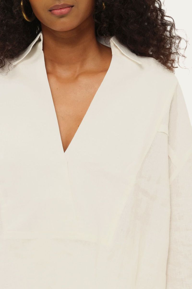 Camisa Manga Longa Smoking Linho Egrey - OFF WHITE 2