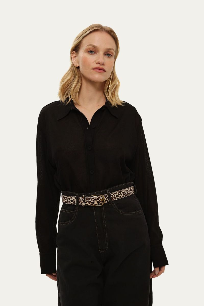 Camisa Manga Longa Tric  Liso Coven - PRETO 0