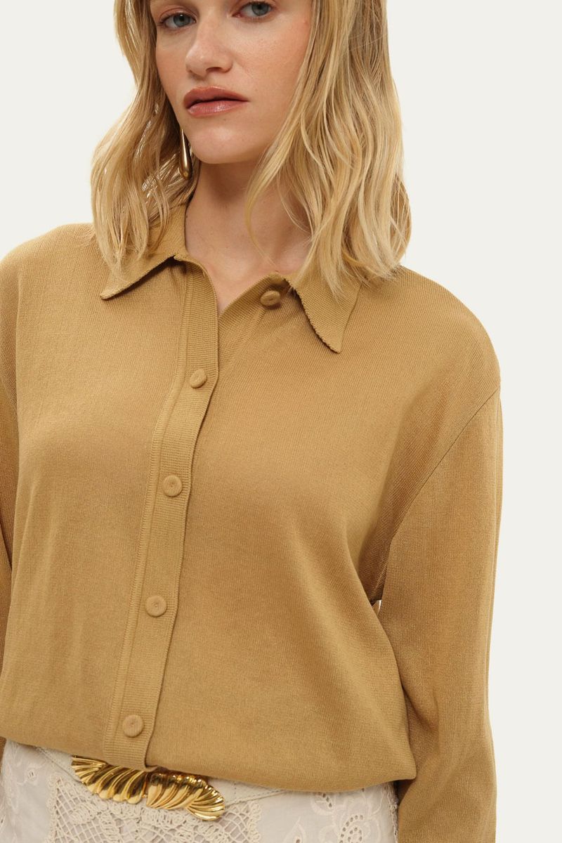 Camisa Manga Longa Tric  Liso Coven - BEGE 3