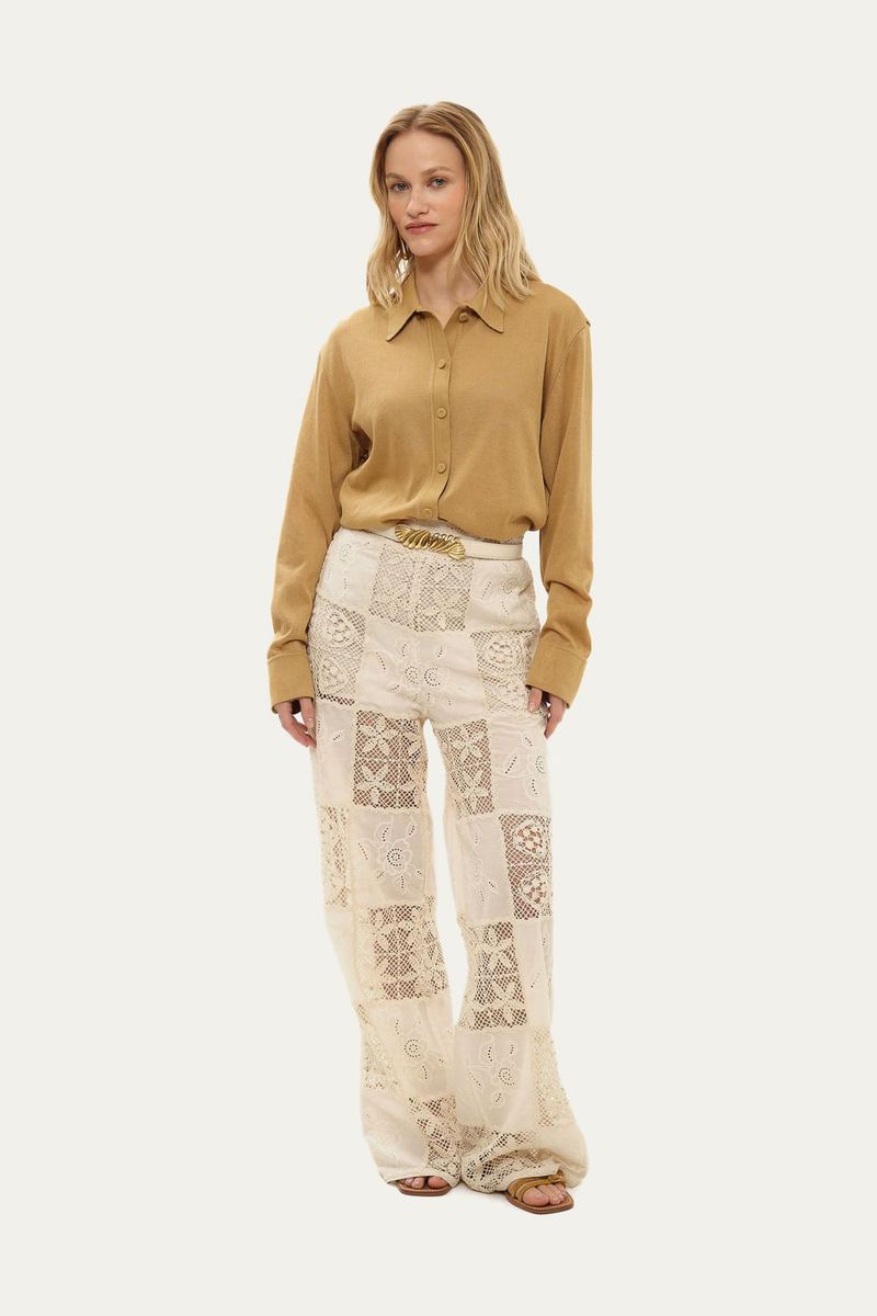 Camisa Manga Longa Tric  Liso Coven - BEGE 2