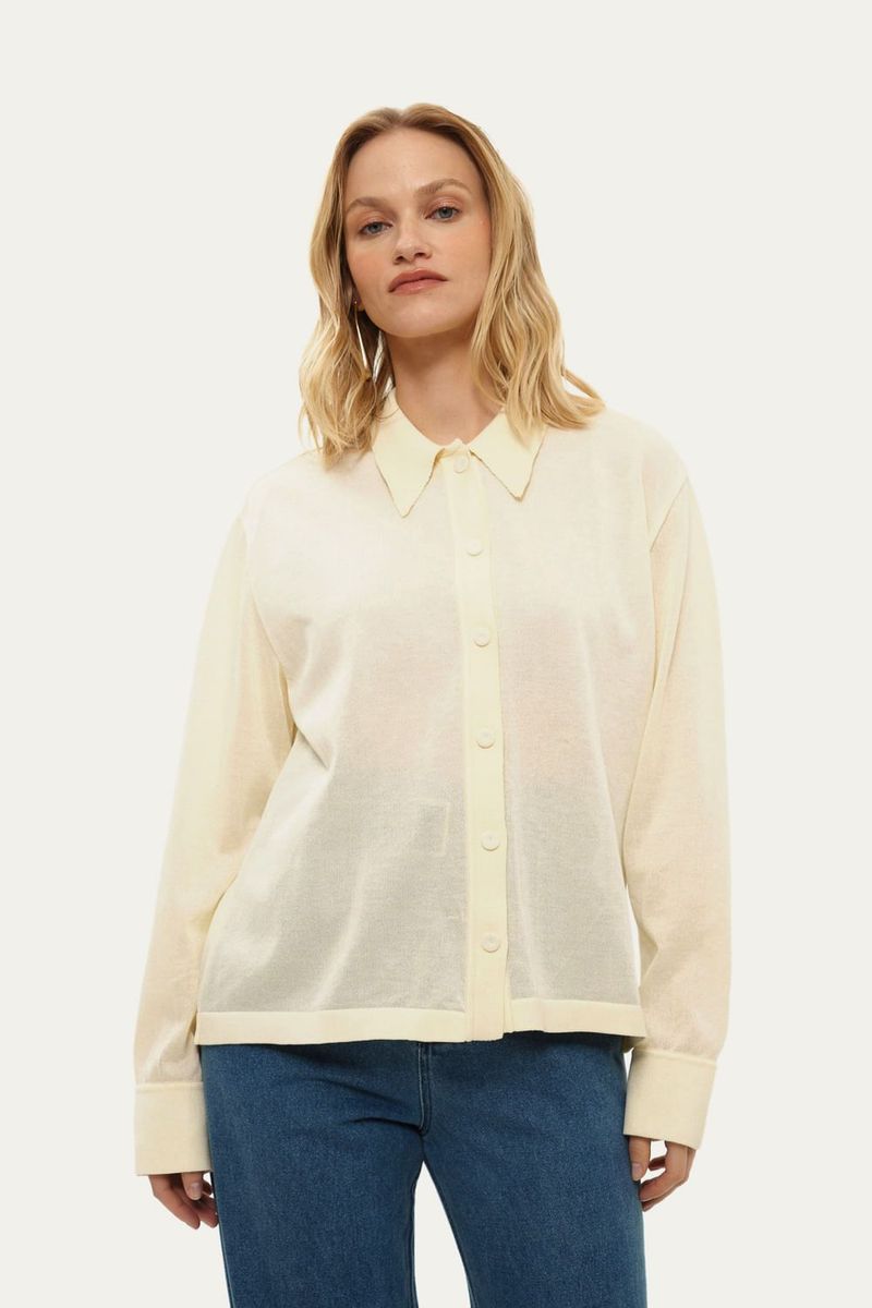 Camisa Manga Longa Tric  Liso Coven - OFF WHITE 1