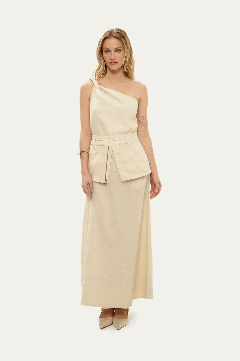 Vestido Longo Linho Coven - OFF WHITE 0