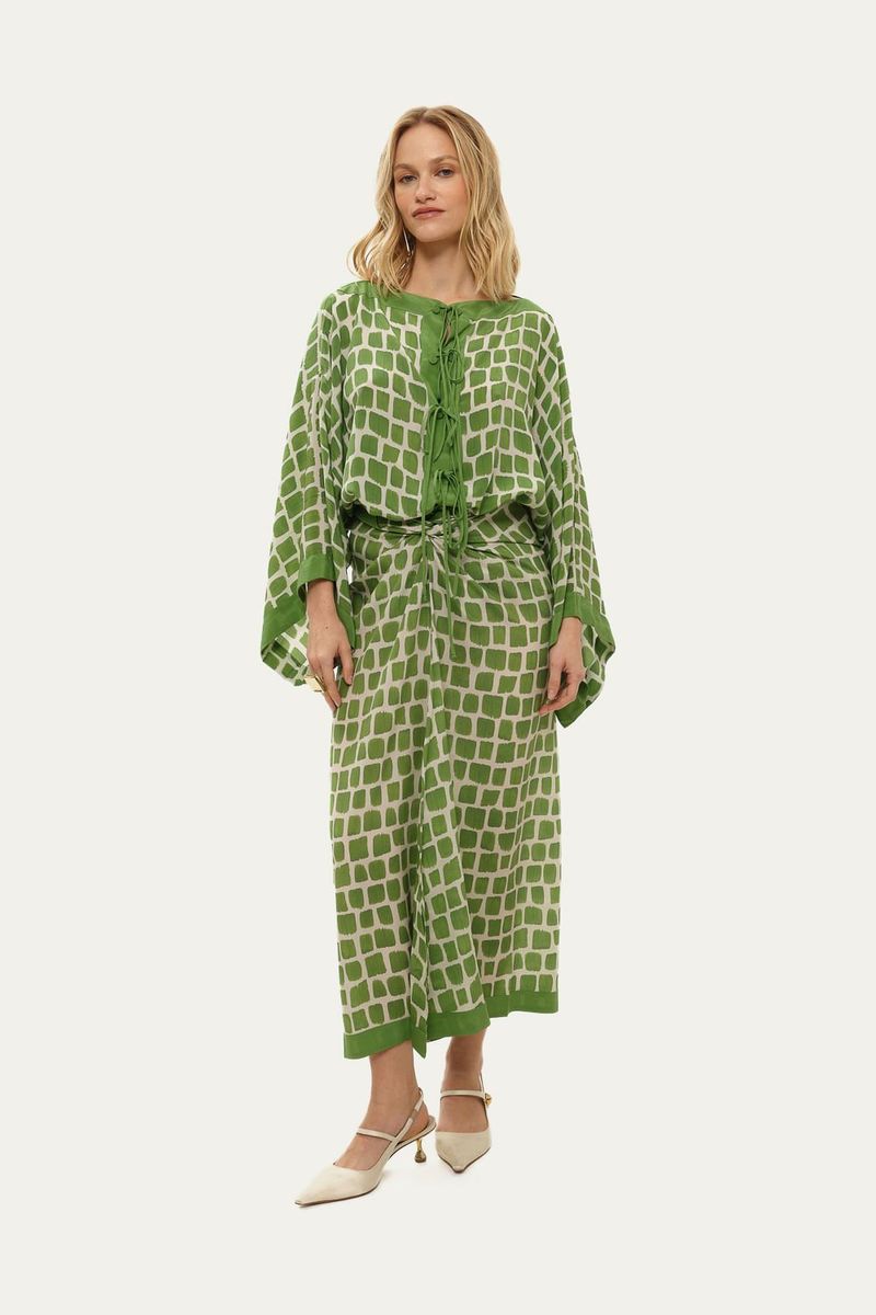 Saia Longa Pareo Moldura Pincel Bdln - VERDE 1