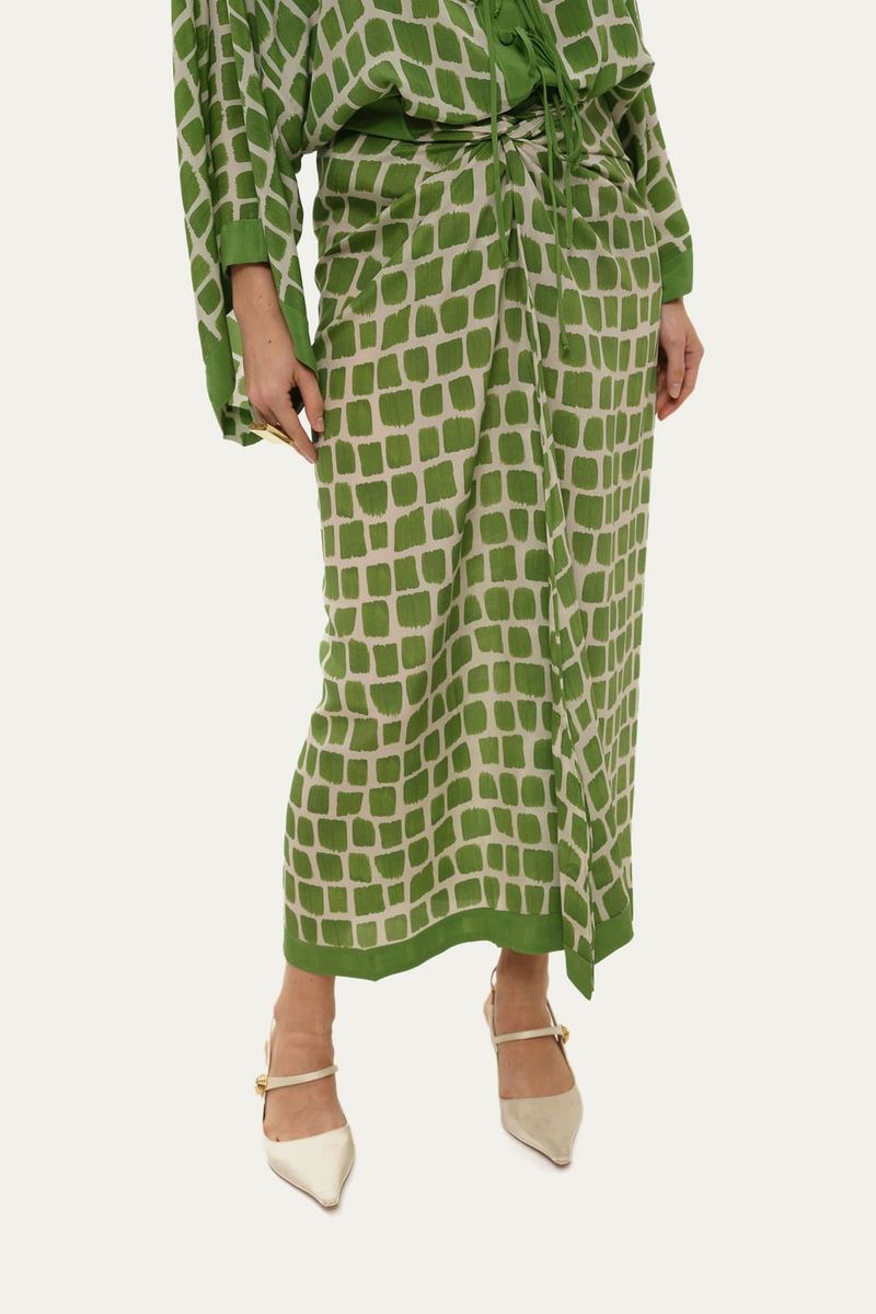 Saia Longa Pareo Moldura Pincel Bdln - VERDE 2