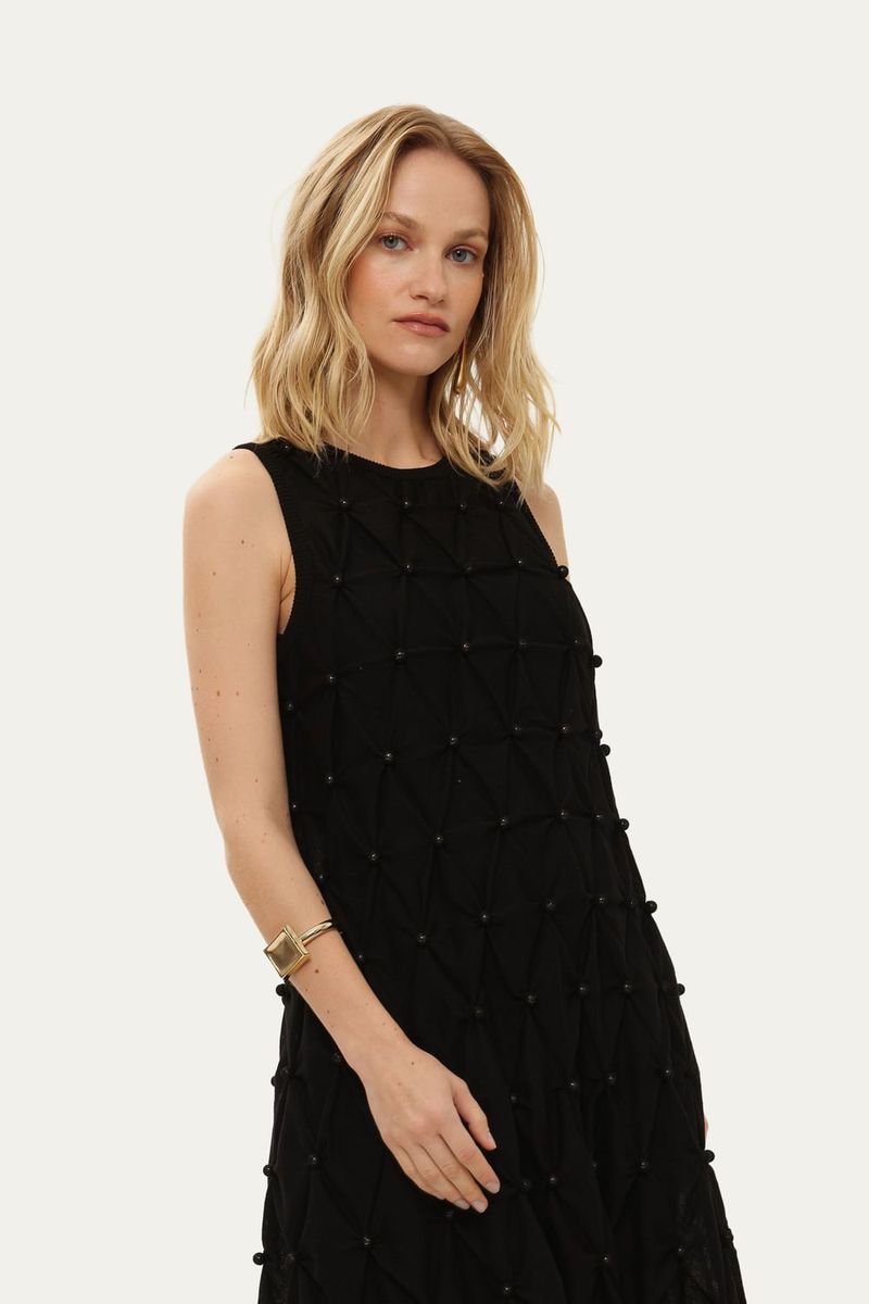 Vestido Longo Tric  Gr o Coven - PRETO 1