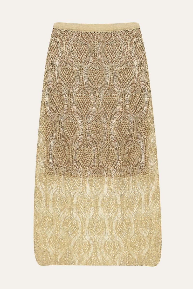 Saia Midi Evase Renda Belize Gig - OFF WHITE 0