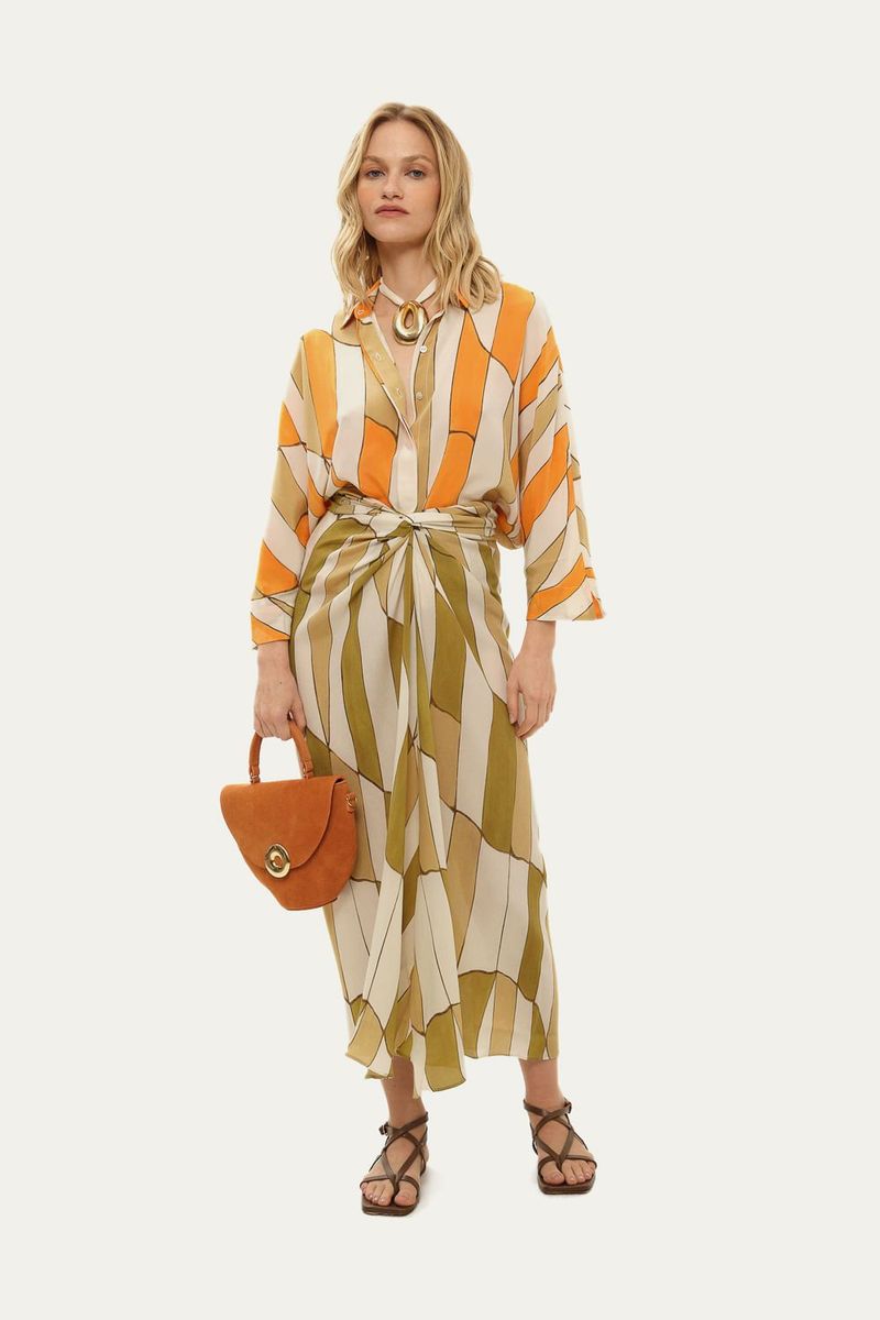 Saia Longa Pareo Quadrados Bdln - VERDE ESCURO 1