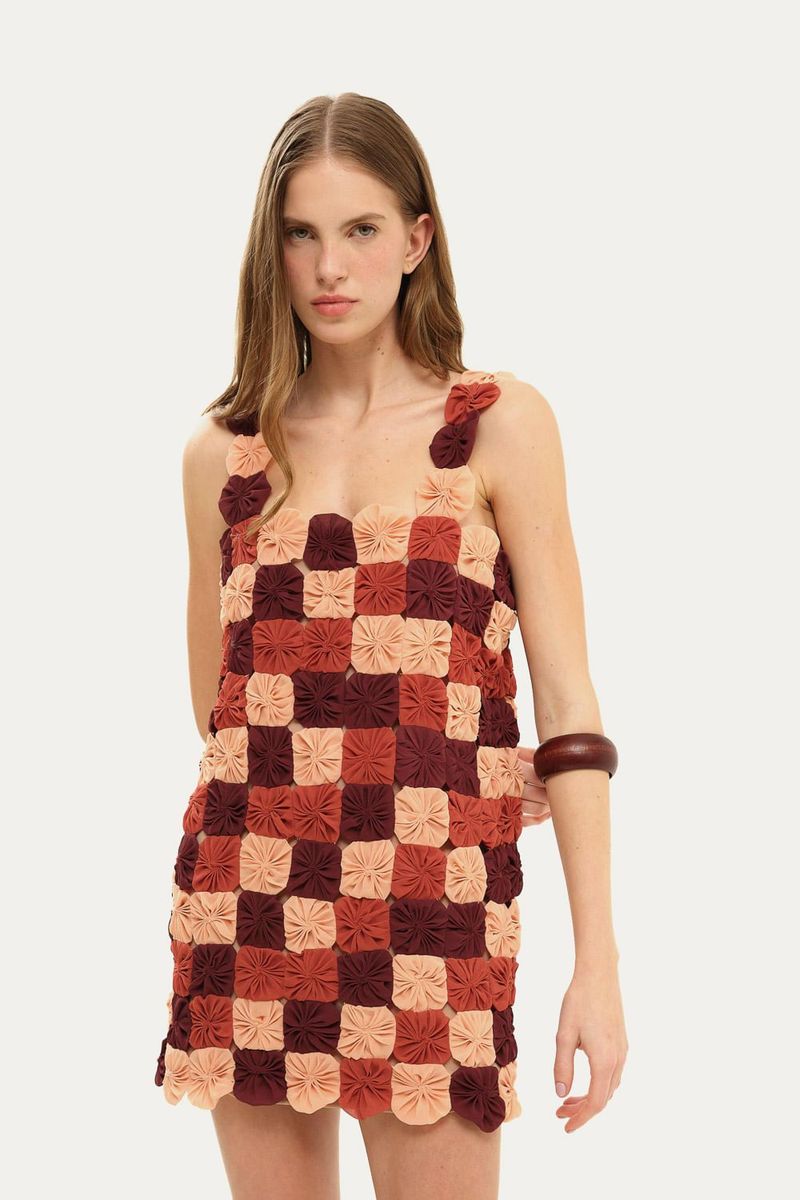 Vestido Mini Fuxico Marina Bit  - MULTICOLORIDO 1