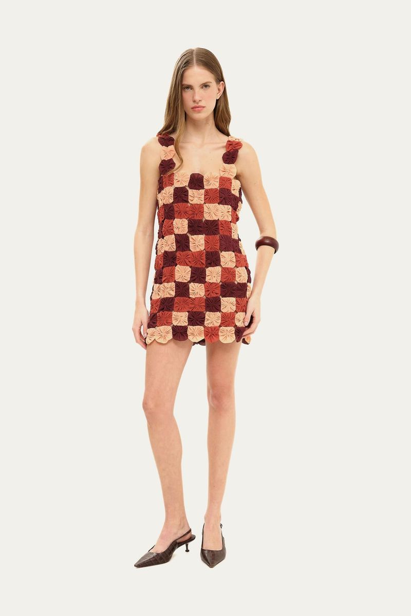 Vestido Mini Fuxico Marina Bit  - MULTICOLORIDO 2