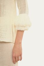 Blusa Manga Longa Rede Com Pregas Tricot Egrey - OFF WHITE 3