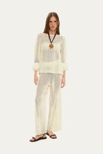 Cal a Pantacourt Cropped Rede Tricot Egrey - OFF WHITE 1