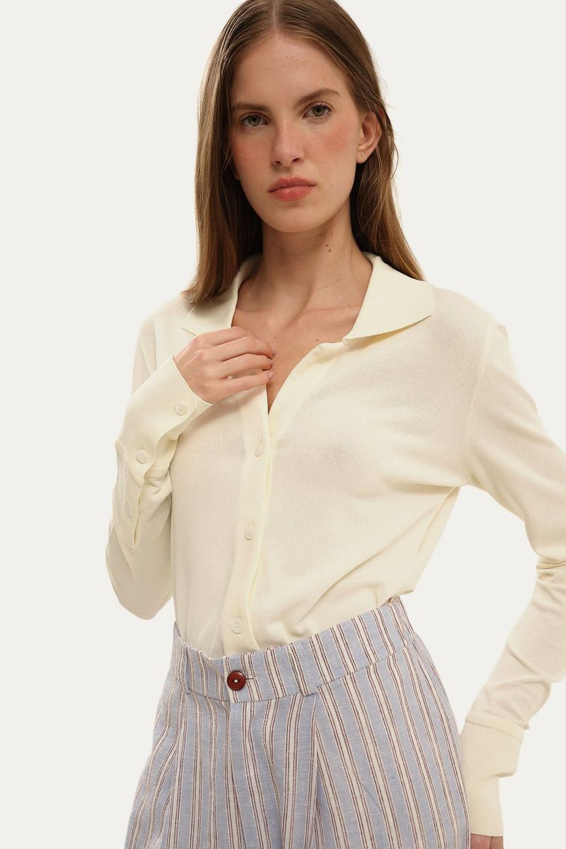 Camisa Justa Tricot Egrey - OFF WHITE 3