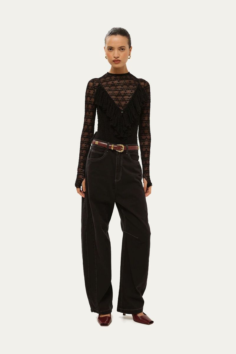 Blusa Segunda Pele Hillon Framed - PRETO 1