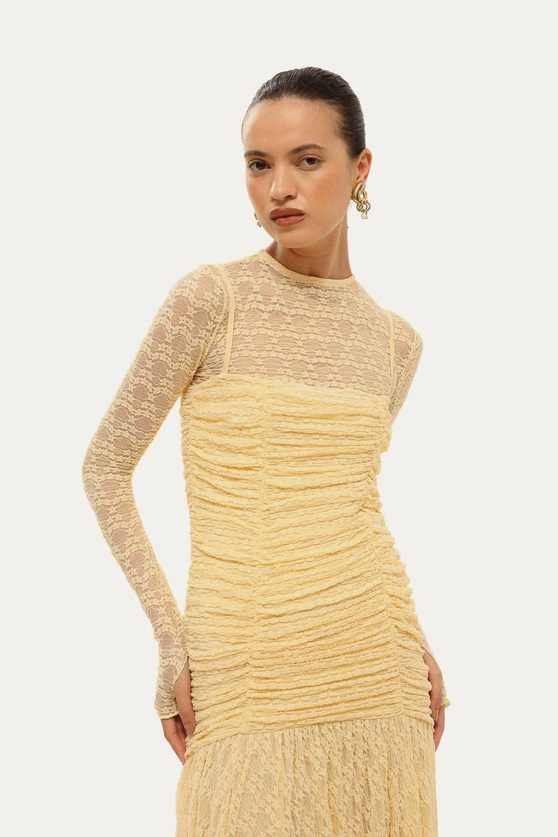 Blusa Segunda Pele Hillon Framed - AMARELO 0