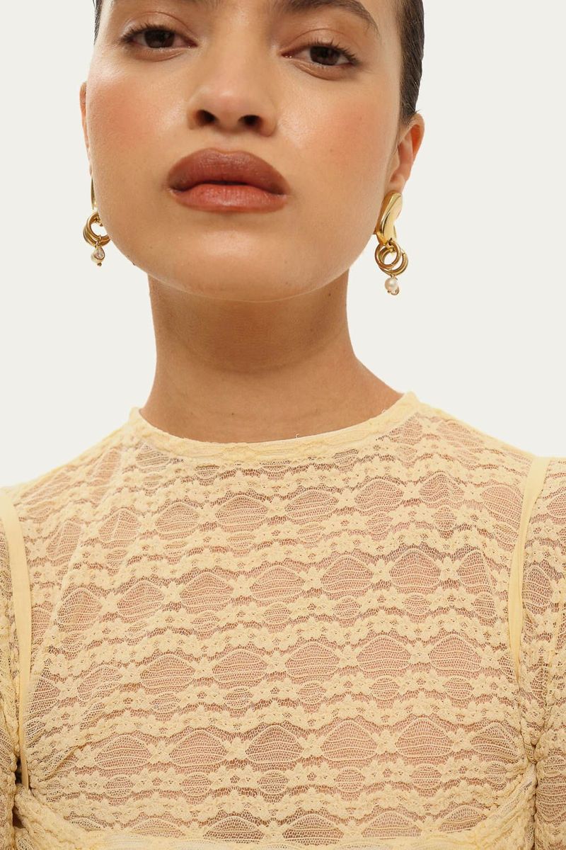 Blusa Segunda Pele Hillon Framed - AMARELO 2