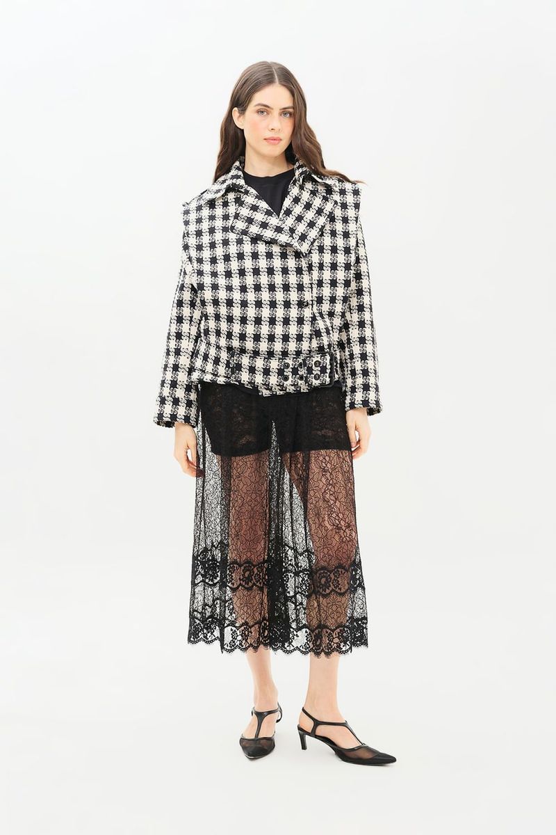 Saia Midi Renda Lingerie Lira Nk - PRETO 1