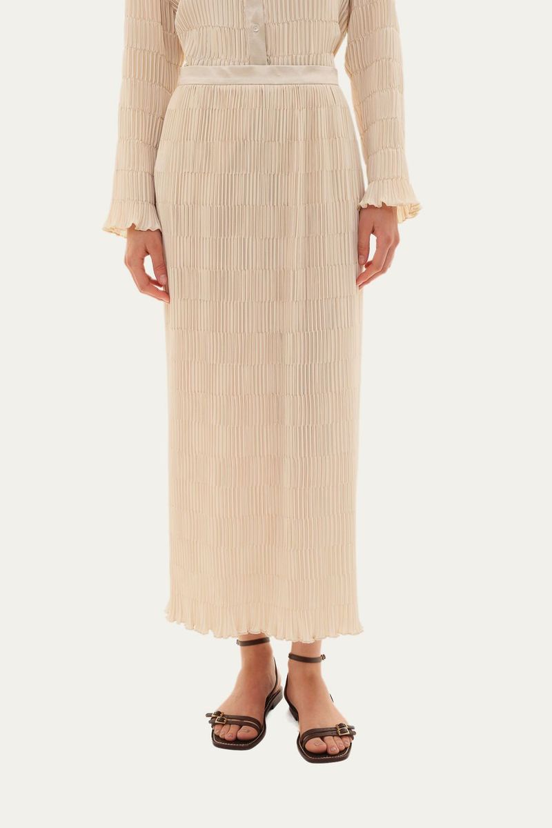 Saia Midi Fisarmon Framed - OFF WHITE 1