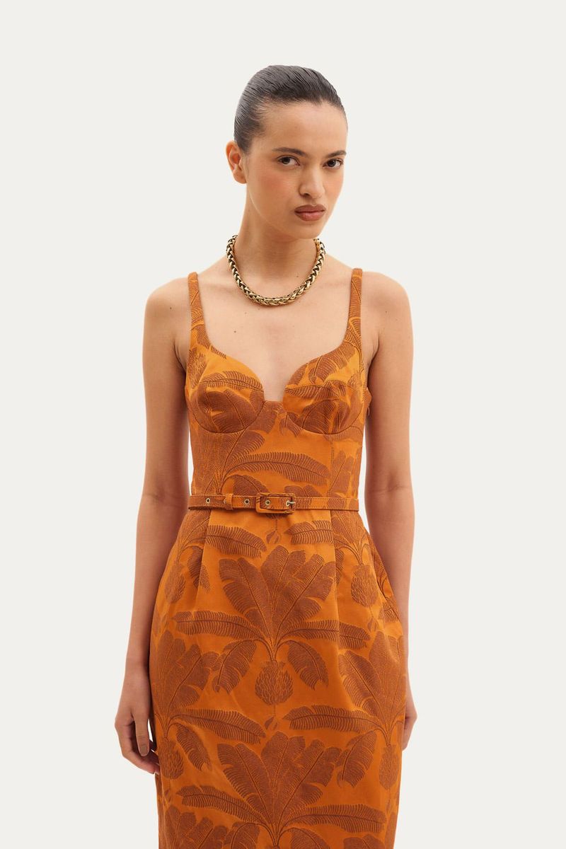 Vestido Midi Vaglione Framed - TERRACOTA 1