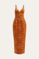 Vestido Midi Vaglione Framed - TERRACOTA 4