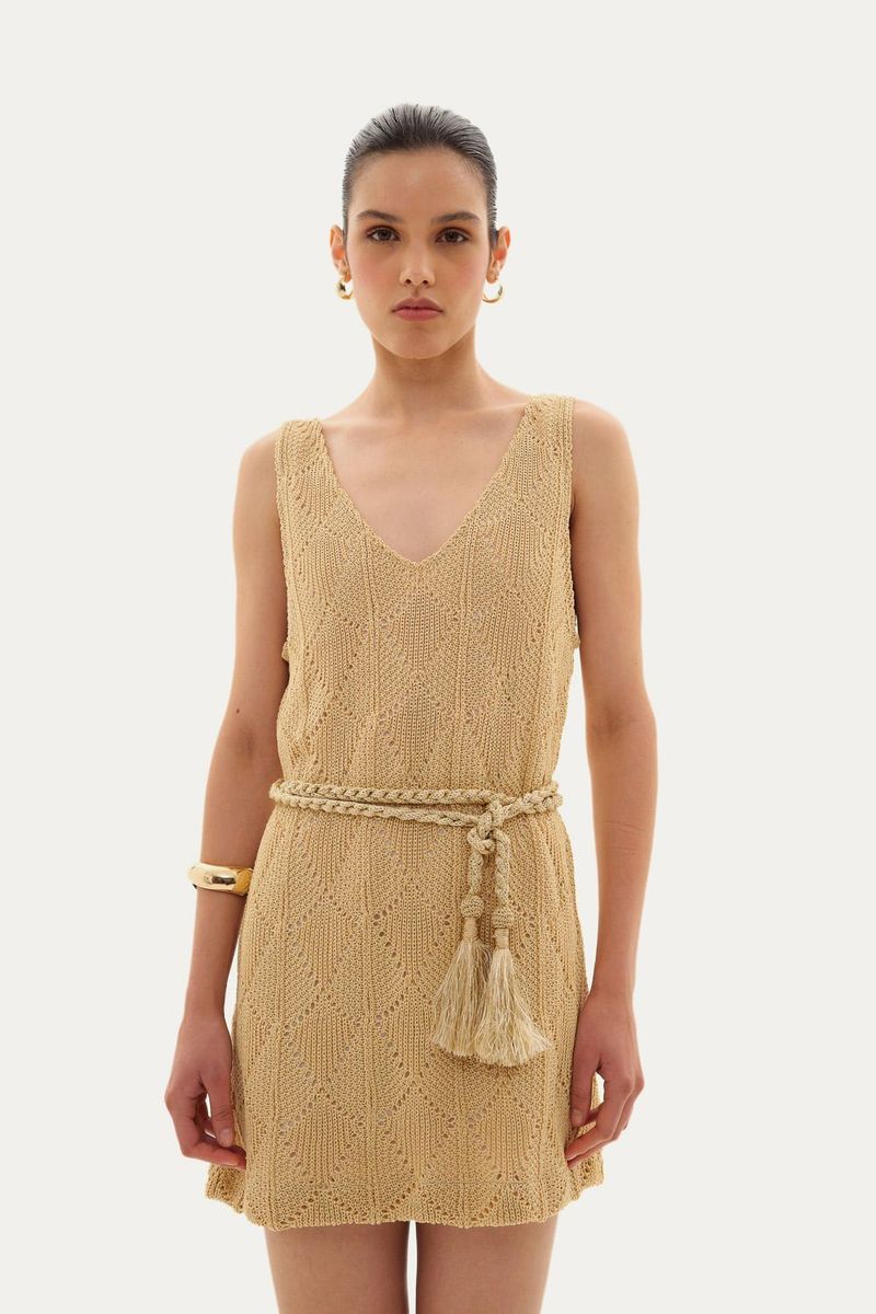 Vestido Mini Amanda Linnen - BEGE 0