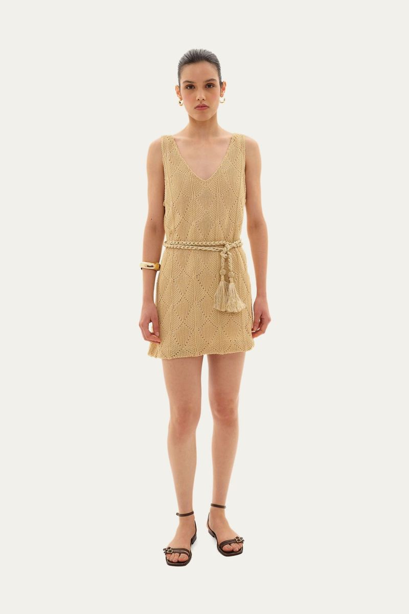 Vestido Mini Amanda Linnen - BEGE 1
