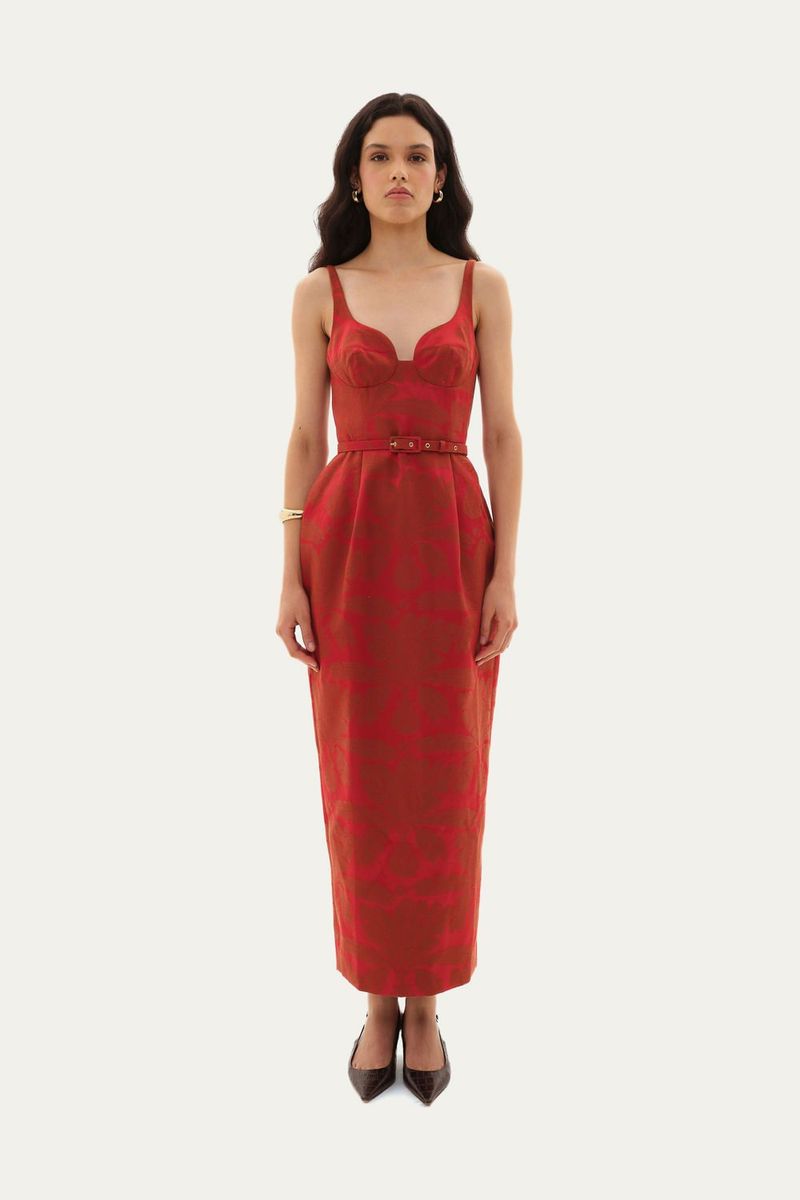 Vestido Midi Vaglione Framed - VERMELHO 0
