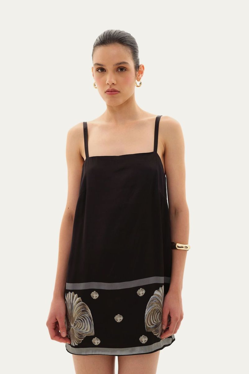 Vestido Cl udia Mini Linnen - PRETO 0