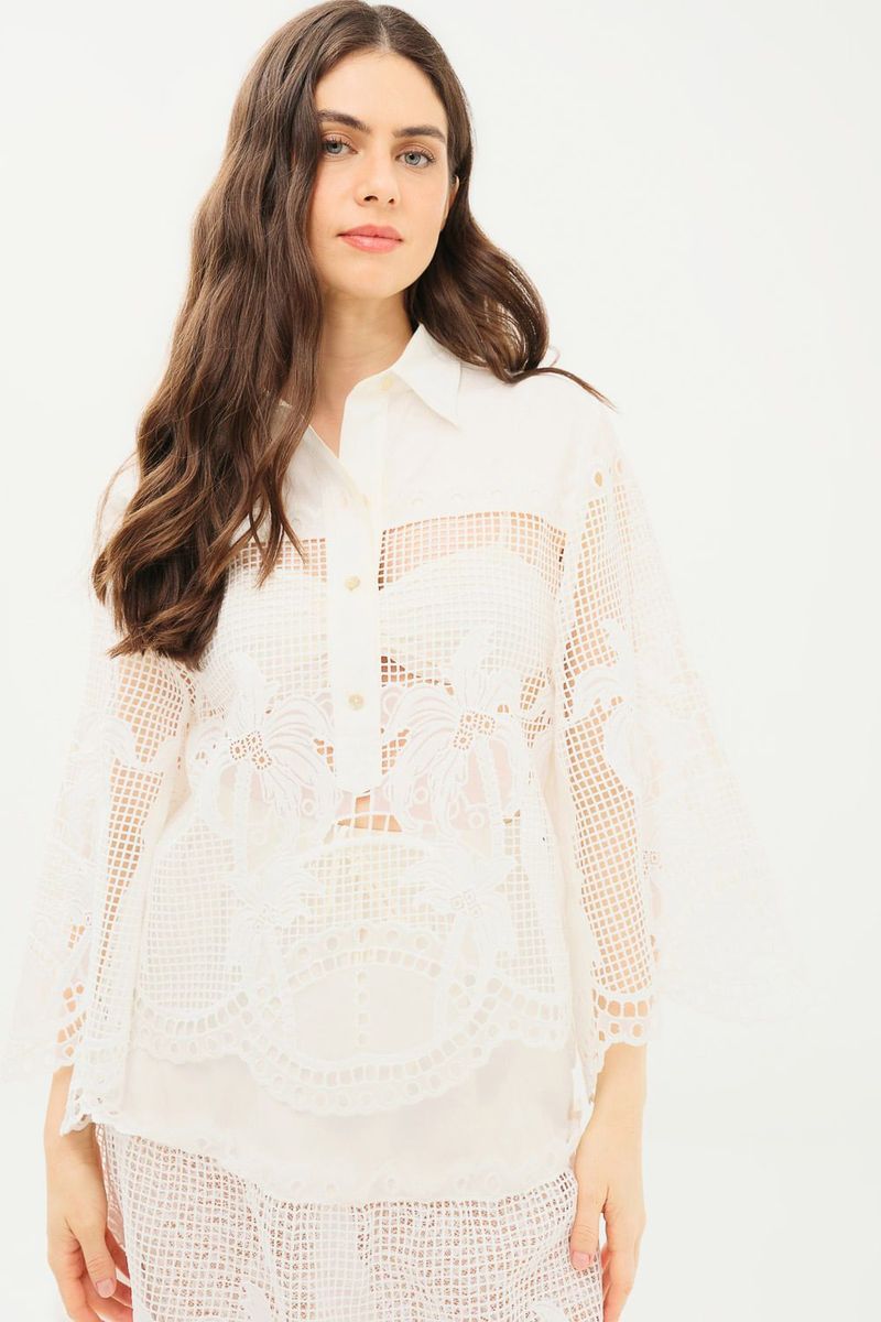 Blusa Manga Longa Cotton Palm Perola Nko - OFF WHITE 0