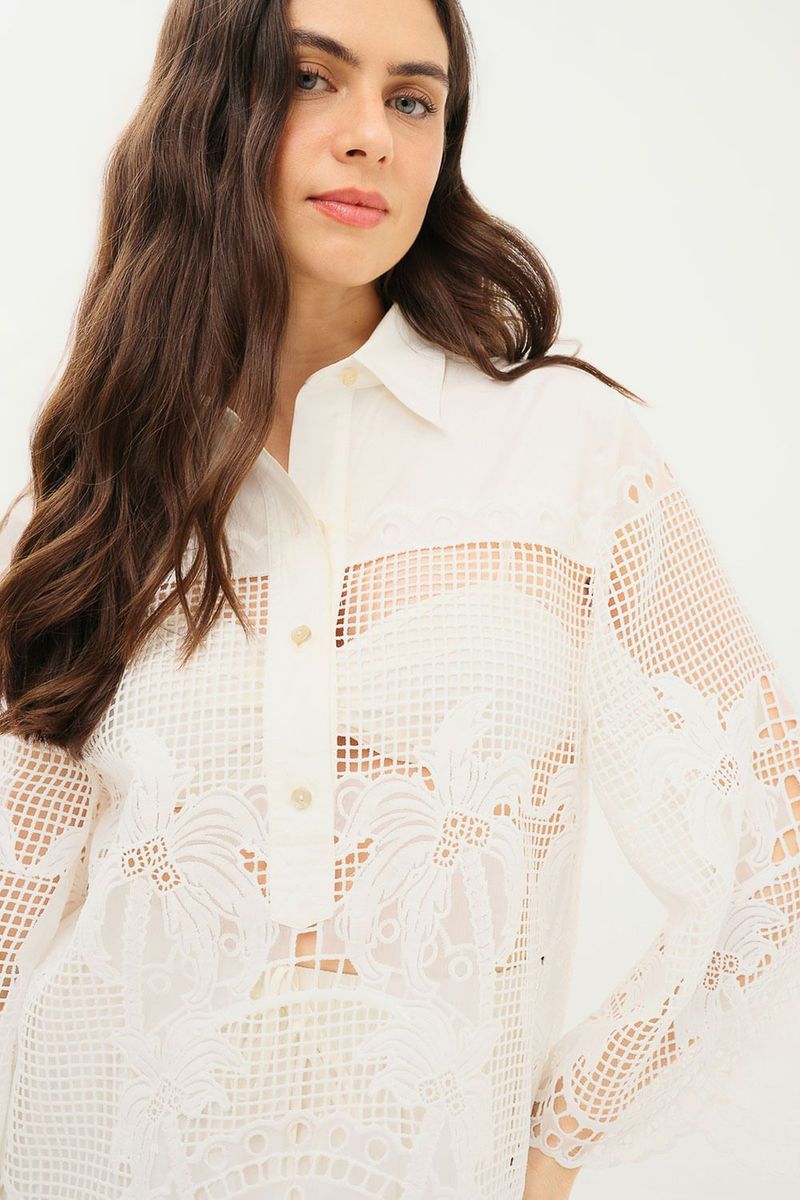 Blusa Manga Longa Cotton Palm Perola Nko - OFF WHITE 2