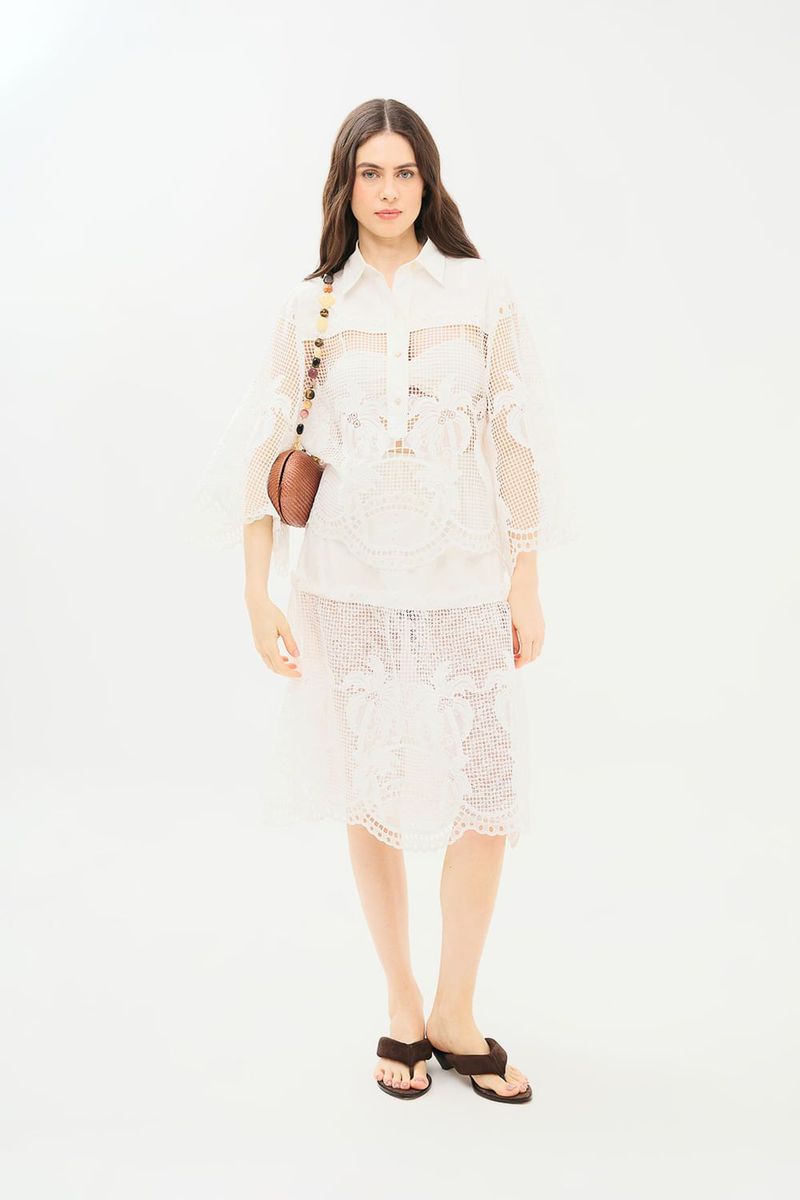 Saia Midi Cotton Palm Pietra Nko - OFF WHITE 0