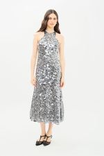 Vestido Longo Paete Glass Gaia Nk - PRETO 0