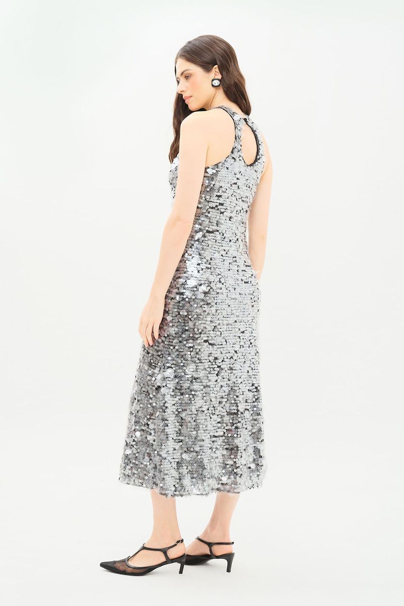 Vestido Longo Paete Glass Gaia Nk - PRETO 2