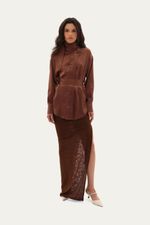 Camisa Manga Longa Soie Francesca - MARROM 2