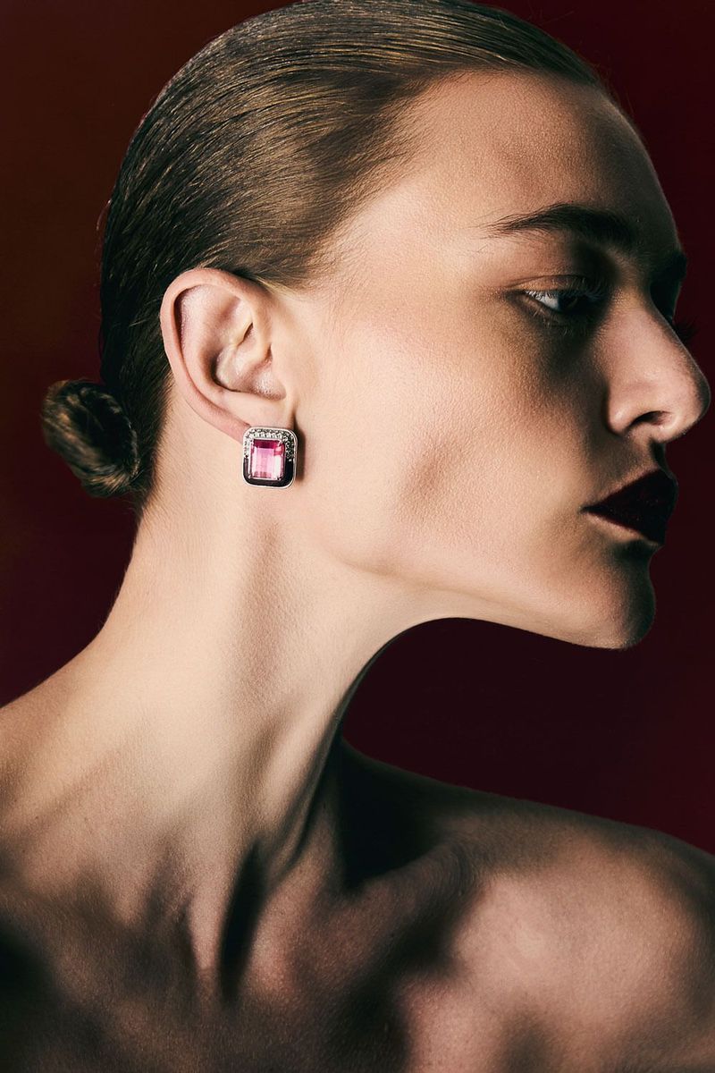 Brinco Fearless Baroness Denise Cassou Couture Jewelry - ROSA 1