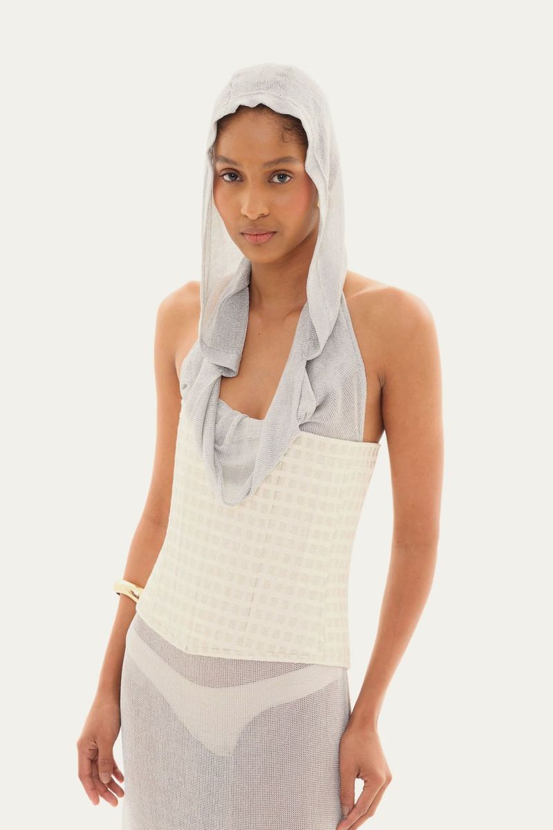 Vestido Joana Maxi Capuz Shop Eera - PRATA 1