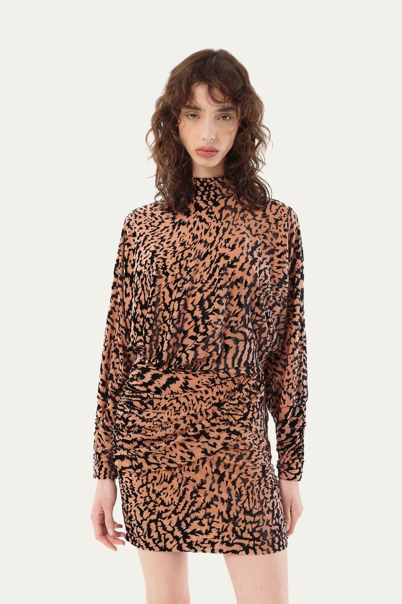 Vestido Mini Tule Devore Vita Nk - ANIMAL PRINT 0