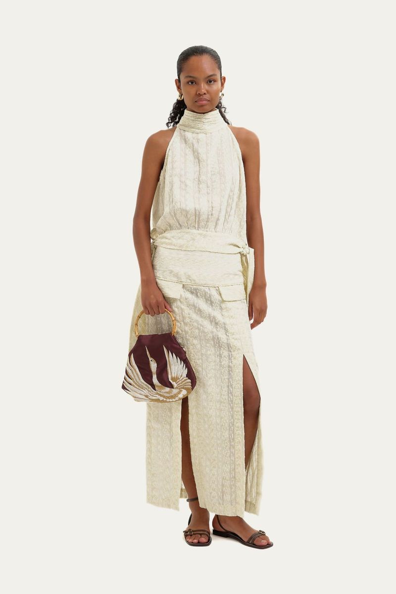 Saia Midi Ricce Framed - OFF WHITE 0