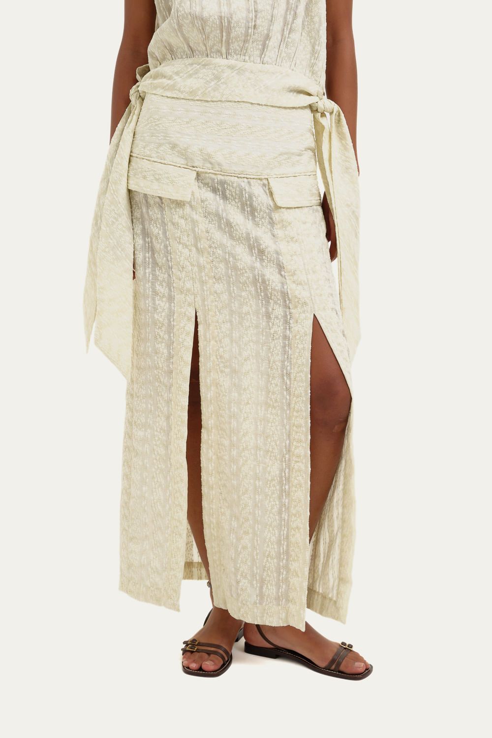 Saia Midi Ricce Framed - OFF WHITE 1