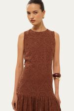 Vestido Sem Mangas Martha Linnen - MARROM 1