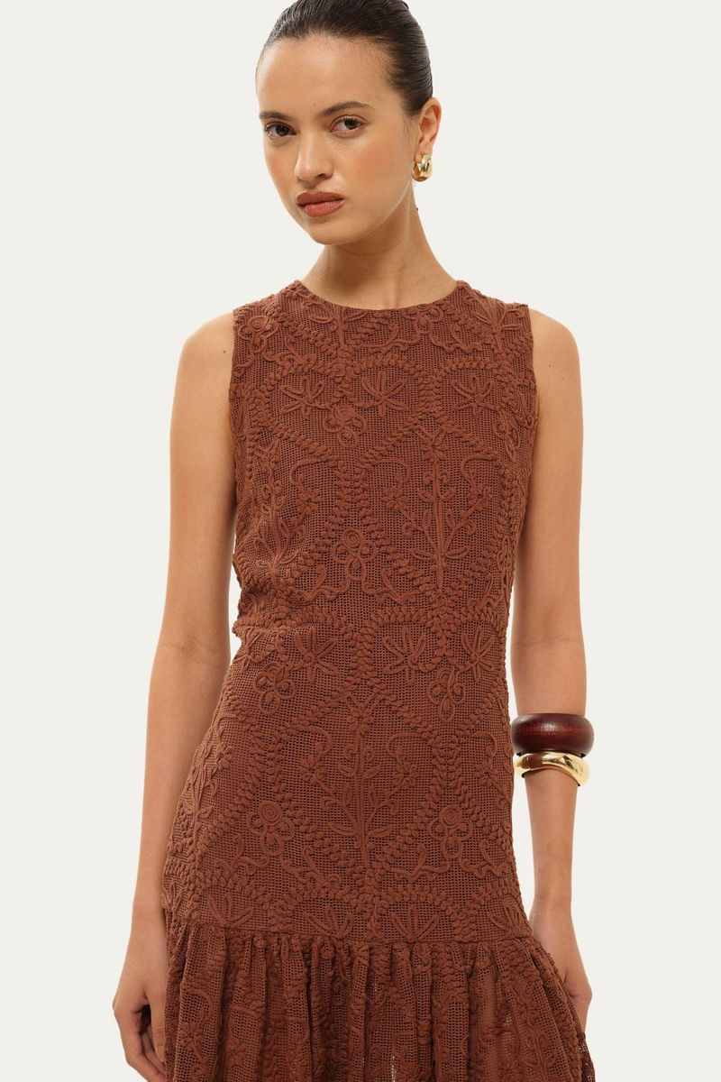 Vestido Sem Mangas Martha Linnen - MARROM 1