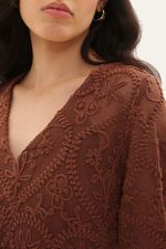 Vestido Mangas Martha Linnen - MARROM 2