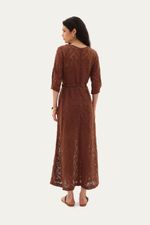 Vestido Mangas Martha Linnen - MARROM 3