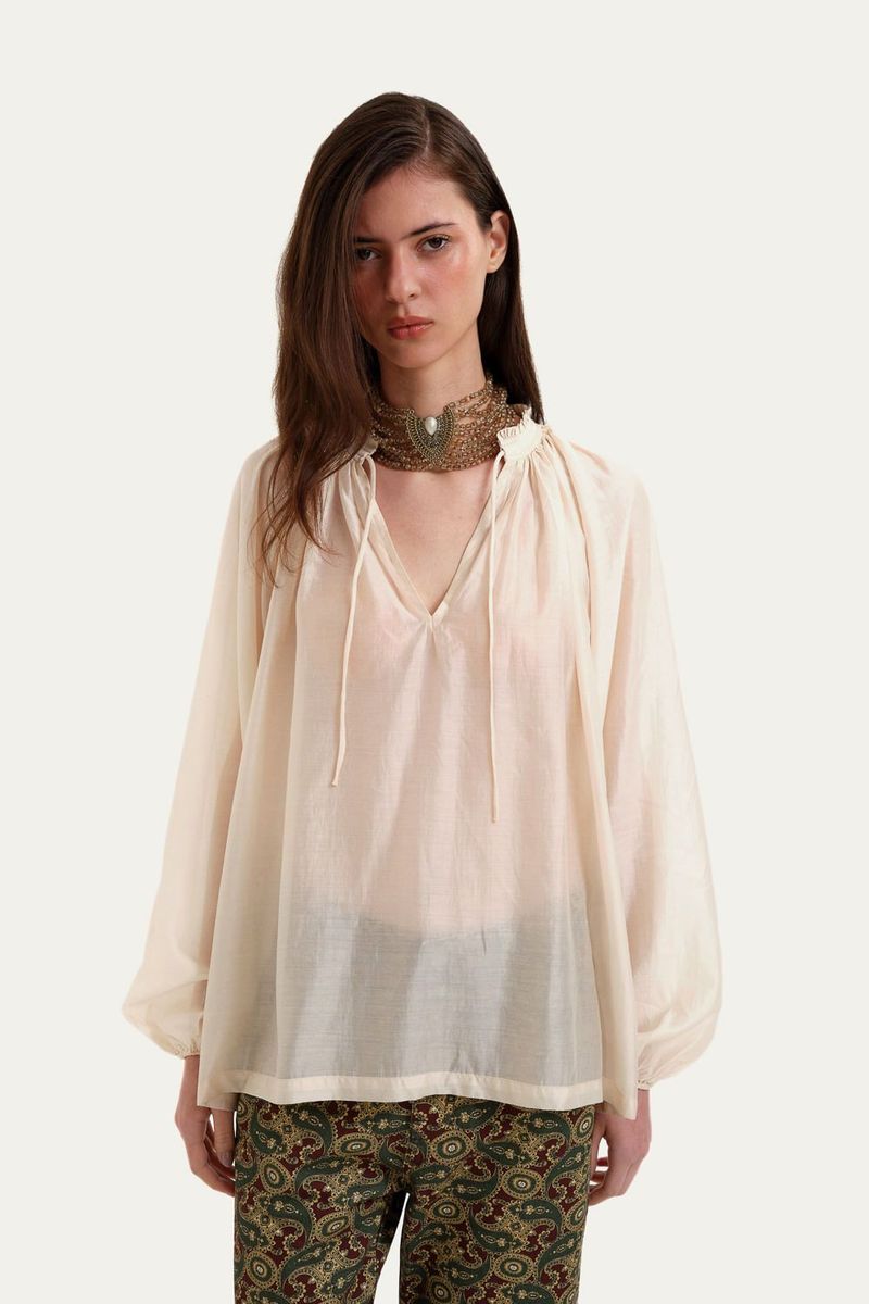 Blusa Ava All Most Vintage   Roberta Palhares BEGE 0