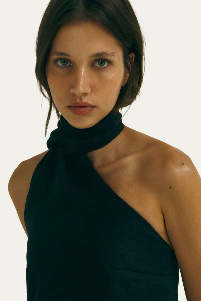 Vestido Longo Cachecol Septi me  tage - PRETO 2