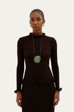 Blusa Manga Longa Curvas Coven - MARROM 0