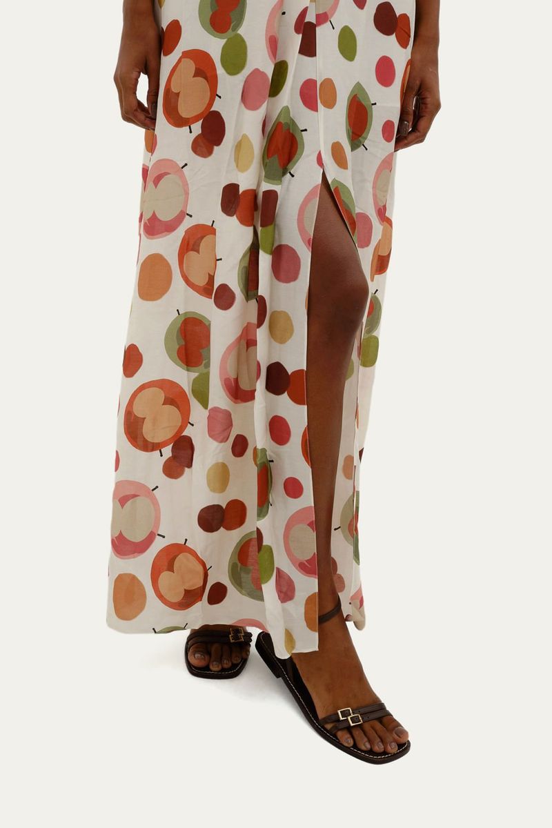 Vestido Longo Tqc Fenda Lina Pois Adriana Degreas - MULTICOLORIDO 2