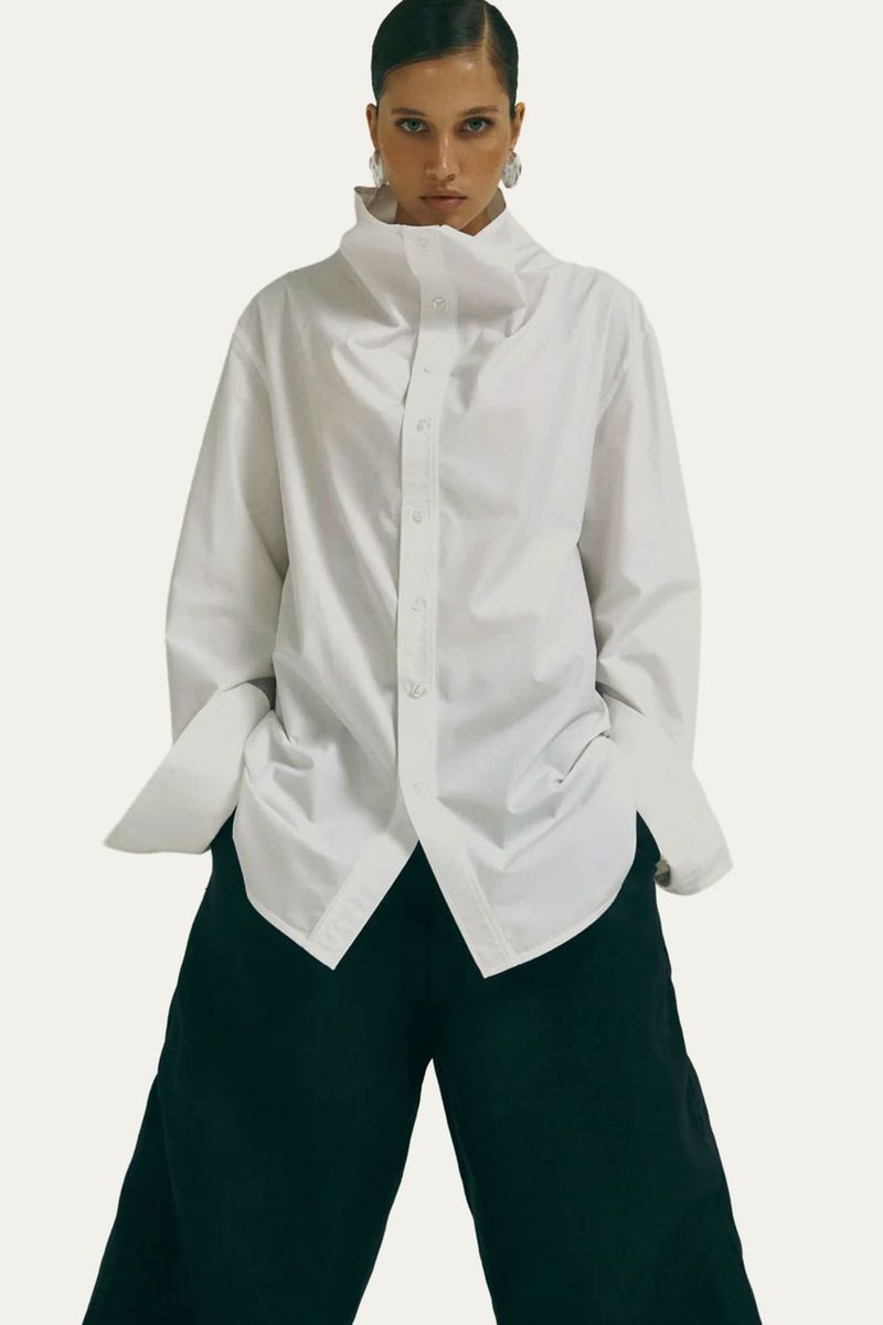 Camisa Oversized Gola Alta Septi me  tage - BRANCO 0