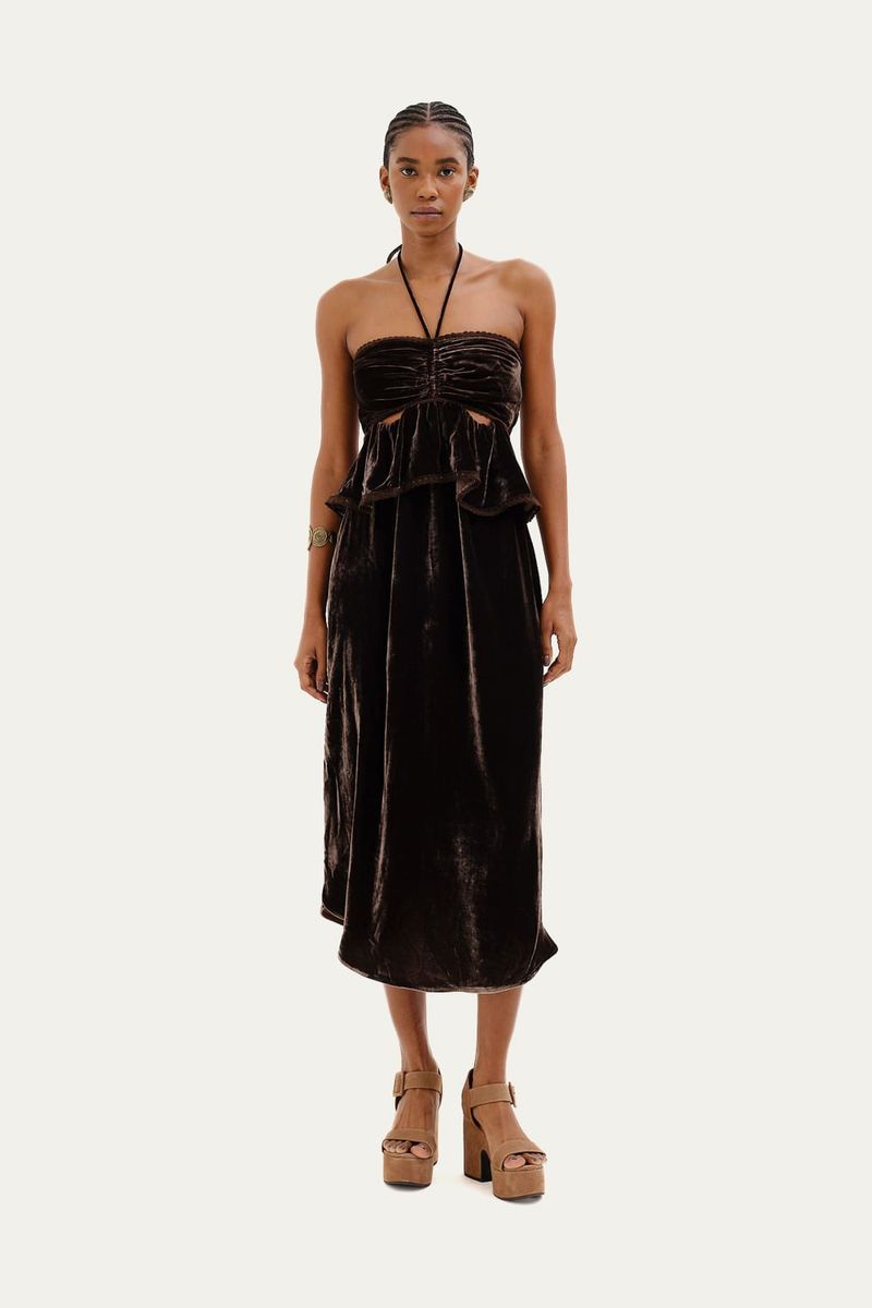 Vestido Midi Flanar A Niemeyer - MARROM 0